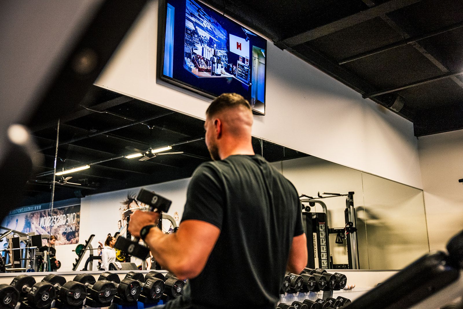Narrowcasting Scherm bij fitness